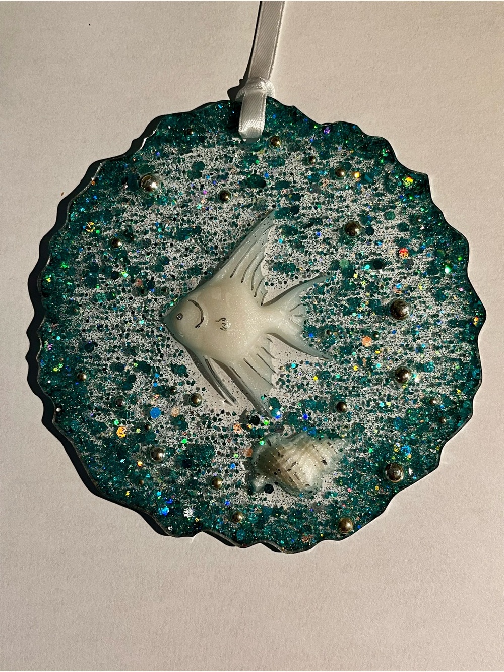 Angel Fish Suncatcher Sea Shell Coastal Beach Ocean